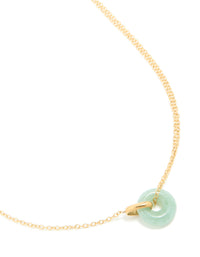 Waterproof Gold Plated Stainless Steel Green Acrylic Doughnut Necklace - link has visual effect only