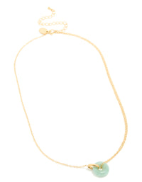 Waterproof Gold Plated Stainless Steel Green Acrylic Doughnut Necklace - link has visual effect only
