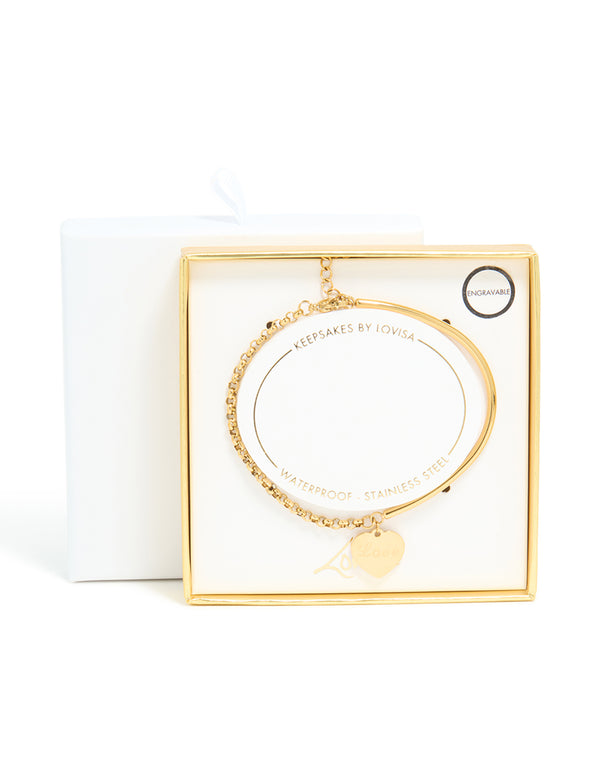 Waterproof Gold Plated Stainless Steel Love Engravable Bracelet