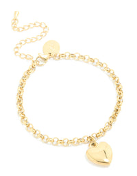 Waterproof Gold Plated Stainless Steel Chunky Heart Bracelet - link has visual effect only