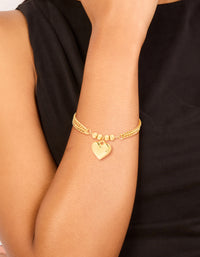 Waterproof Gold Plated Stainless Steel Heart Charm Double Row Bracelet - link has visual effect only