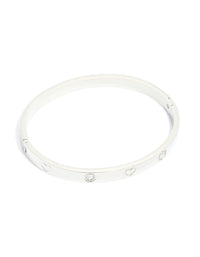 Waterproof Stainless Steel Cubic Zirconia Heart Bangle - link has visual effect only