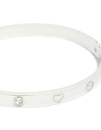 Waterproof Stainless Steel Cubic Zirconia Heart Bangle - link has visual effect only