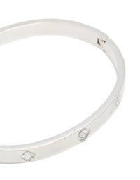 Waterproof Stainless Steel Cubic Zirconia Flower Bangle - link has visual effect only