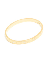 Waterproof Gold Plated Stainless Steel Evil Eye Cubic Zirconia Bangle - link has visual effect only