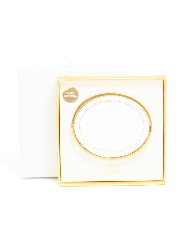 Waterproof Gold Plated Stainless Steel Evil Eye Cubic Zirconia Bangle