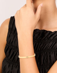 Waterproof Gold Plated Stainless Steel Cubic Zirconia Flower Bangle - link has visual effect only