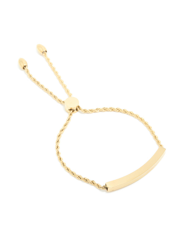 Waterproof Gold Plated Stainless Steel Twist Engravable Bar Toggle Bracelet