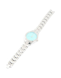 Silver Diamante Roman Numeral Blue Faced Watch - link has visual effect only