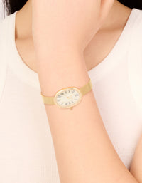 Gold Vintage Mesh Oval Face Watch - link has visual effect only