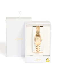 Gold Mini Rectangular Watch - link has visual effect only