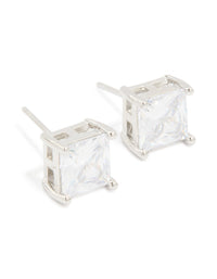 Mens Waterproof Stainless Steel Square Cubic Zirconia Stud Earrings - link has visual effect only