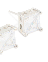 Mens Waterproof Stainless Steel Square Cubic Zirconia Stud Earrings - link has visual effect only
