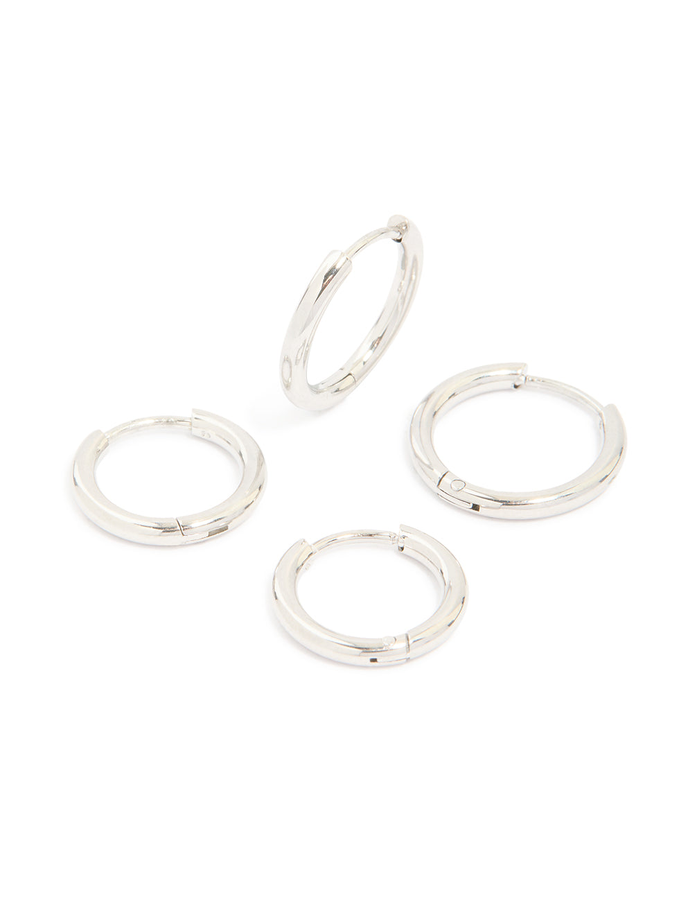 Mens Waterproof Stainless Steel Mixed Size Huggie Earrings 2 Pack