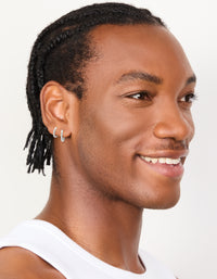 Mens Waterproof Stainless Steel Mixed Size Huggie Earrings 2 Pack - link has visual effect only