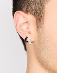 Men's Waterproof Mixed Metal Stainless Steel Huggie Earrings 2 Pack - link has visual effect only