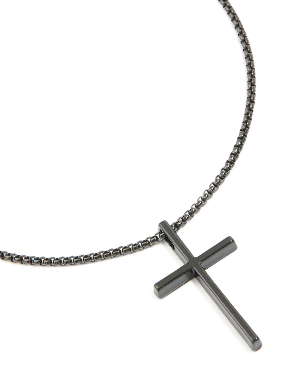 Mens Waterproof Black Coated Metal Stainless Steel Smooth Cross