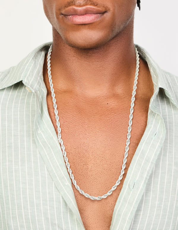 Mens Waterproof Stainless Steel Large Twist Chain Necklace