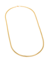 Mens Waterproof Gold Plated Stainless Steel Large Smooth Box Chain Necklace - link has visual effect only