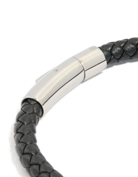 Mens Waterproof Stainless Steel Single Braided Cord Bracelet - link has visual effect only