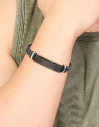 Mens Waterproof Stainless Steel Black Braided Band Bracelet - link has visual effect only