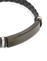 Mens Waterproof Stainless Steel Black Braided Band Bracelet - link has visual effect only