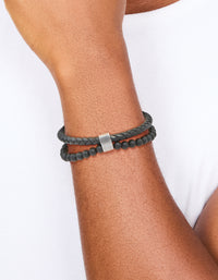 Mens Waterproof Stainless Steel Braided & Beaded Bracelet - link has visual effect only
