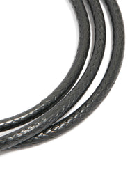 Mens Waterproof Stainless Steel Cord Wrap Bracelet - link has visual effect only