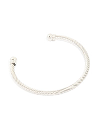 Mens Waterproof Stainless Steel Small Wire Twist Cuff Bracelet - link has visual effect only