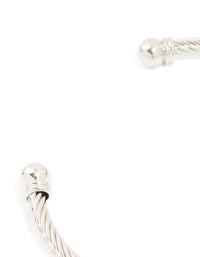 Mens Waterproof Stainless Steel Small Wire Twist Cuff Bracelet - link has visual effect only