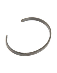 Mens Waterproof Black Stainless Steel Detailed Cuff Bangle - link has visual effect only