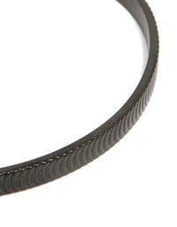 Mens Waterproof Black Stainless Steel Detailed Cuff Bangle - link has visual effect only