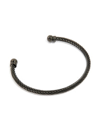 Mens Waterproof Black Stainless Steel Wire Twist Cuff Bracelet - link has visual effect only