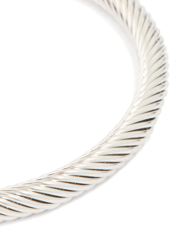 Mens Waterproof Stainless Steel Large Twisted Wire Cuff Bangle