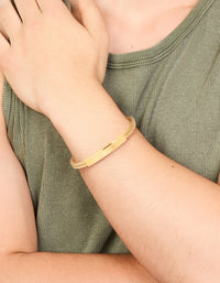 Mens Waterproof Gold Plated Stainless Steel Twin Wire Twist Wrist Cuff - link has visual effect only