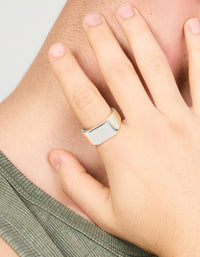 Mens Waterproof Stainless Steel Rectangle Signet Ring - link has visual effect only