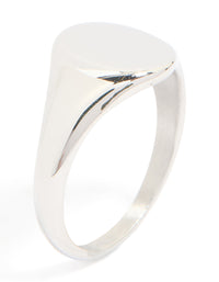 Mens Waterproof Stainless Steel Oval Signet Ring - link has visual effect only