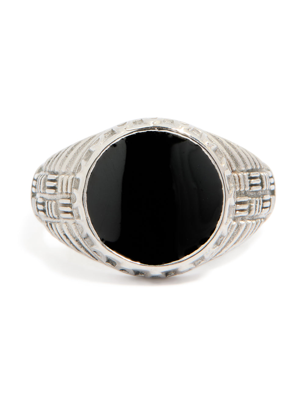 Mens Waterproof Stainless Steel Black Enamel Signet Ring - Lovisa