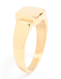 Mens Waterproof Gold Plated Stainless Steel Square Signet Ring - link has visual effect only