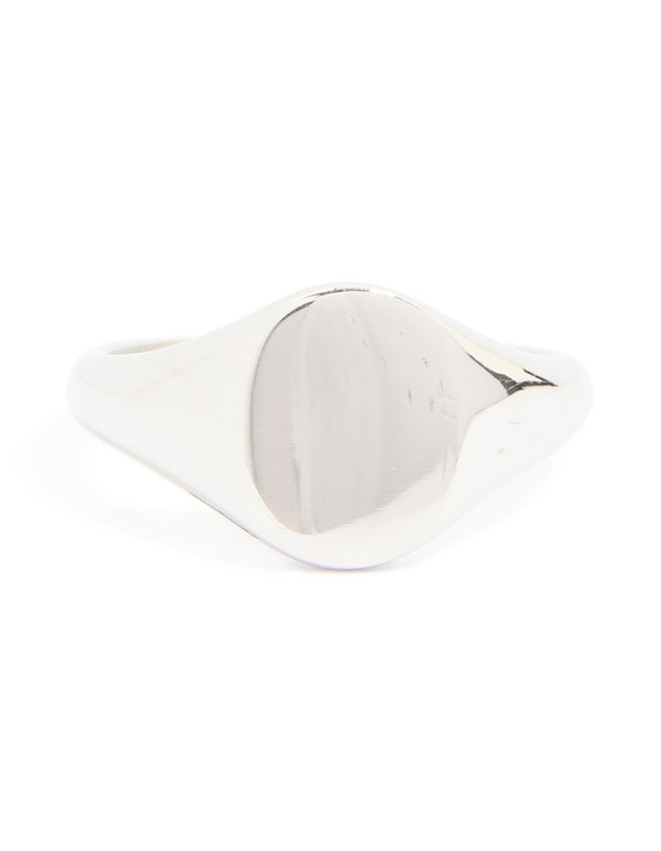 Mens Waterproof Stainless Steel Oval Signet Ring