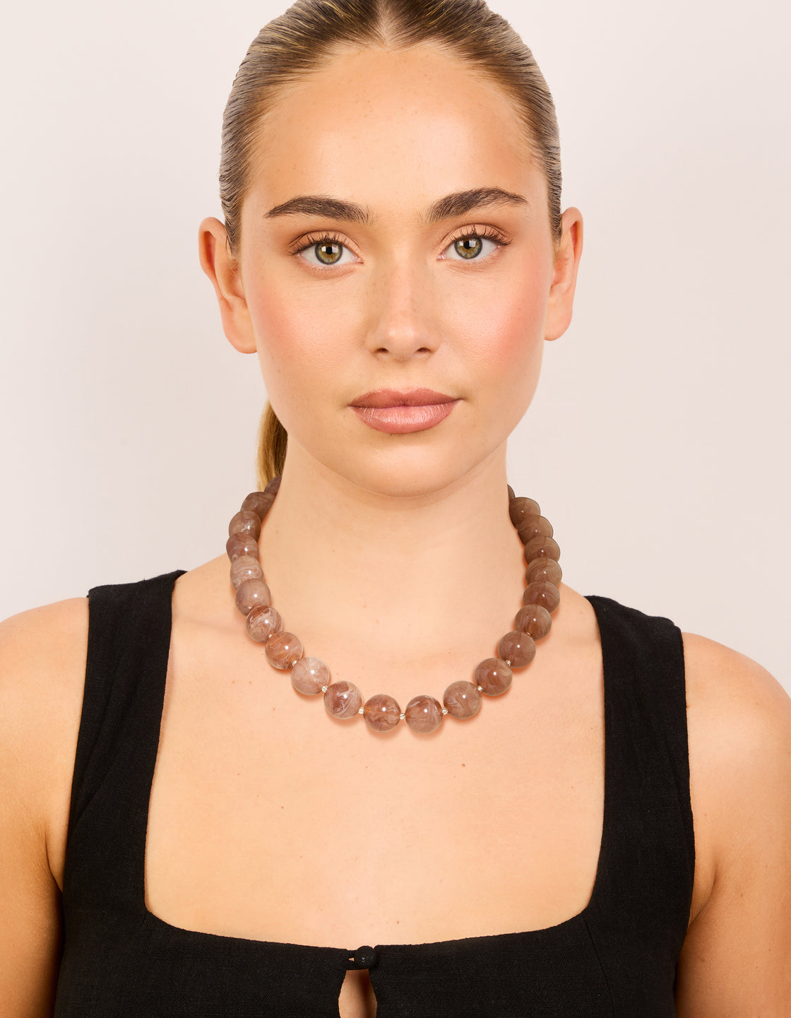 Brown Acrylic Beaded Necklace