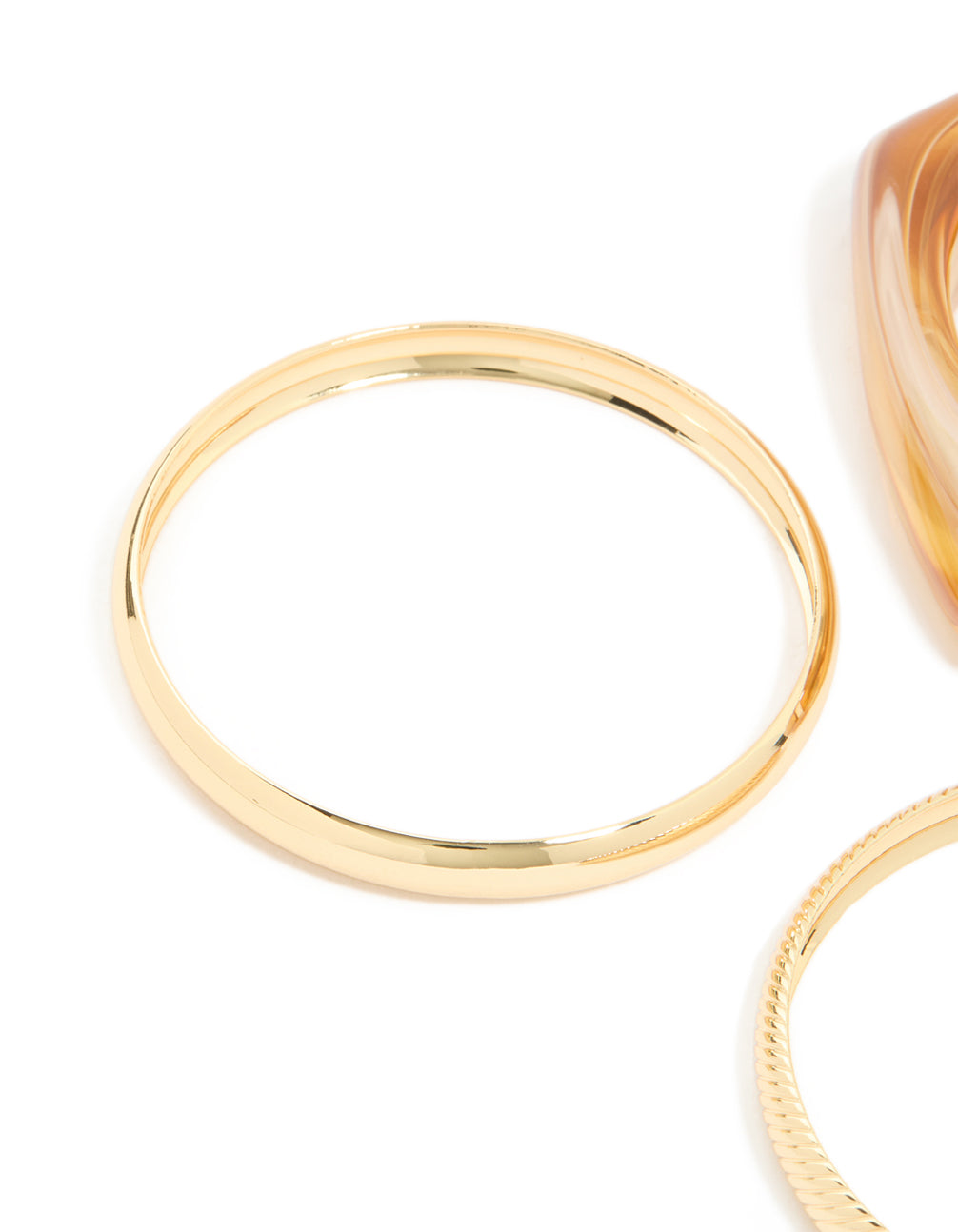 Brown Acrylic & Gold Bangles 3-Pack