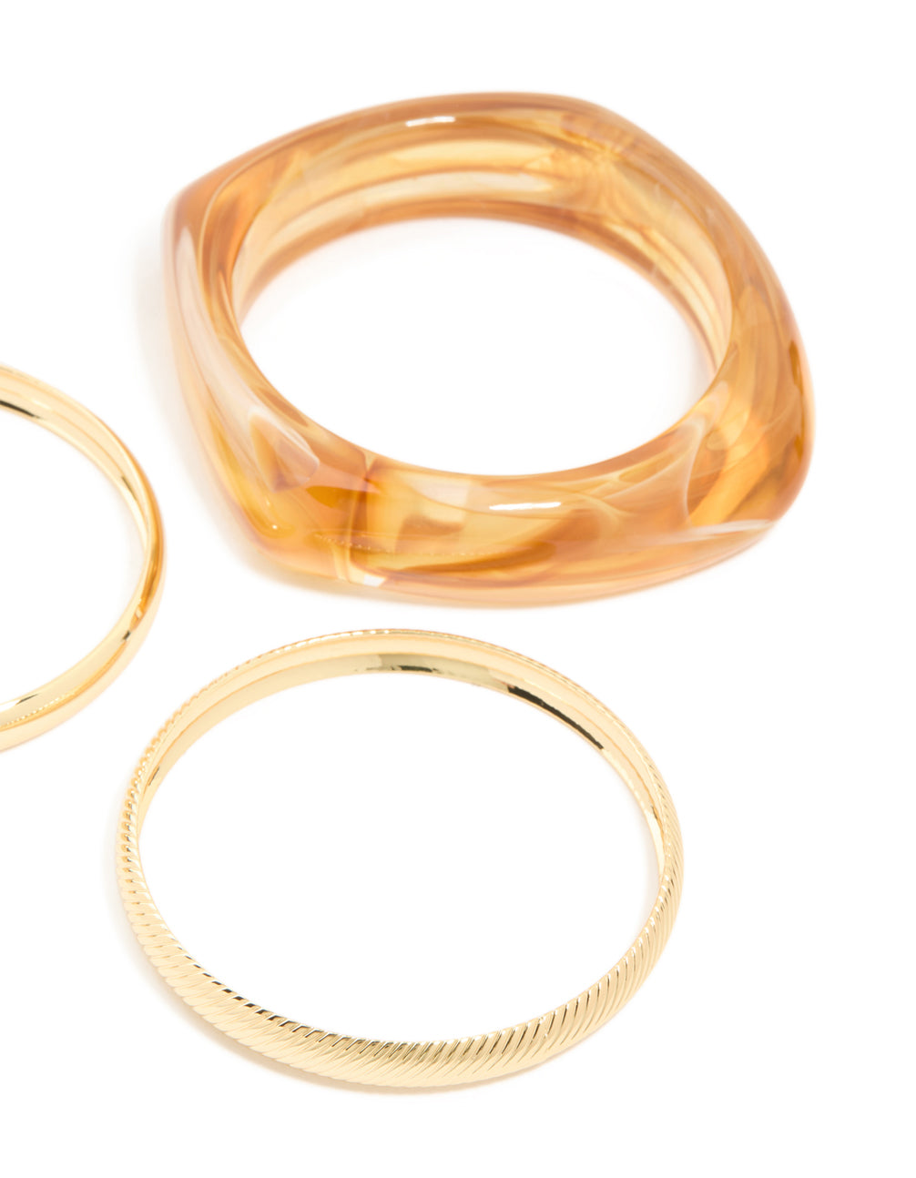 Brown Acrylic & Gold Bangles 3-Pack