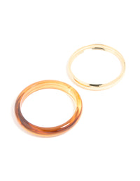 Brown Acrylic & Gold Bangles 2-Pack - link has visual effect only