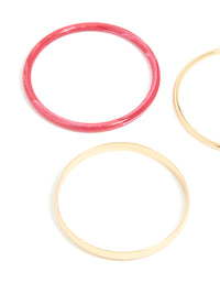 Gold Smooth & Red Acrylic Bangles 3-Pack - link has visual effect only