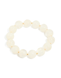 Gold Cream Acrylic Beaded Stretch Bracelet - link has visual effect only