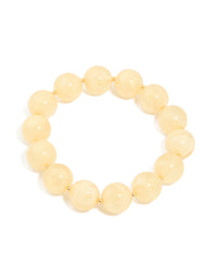 Gold Neutral Acrylic Beaded Stretch Bracelet - link has visual effect only