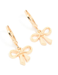 Gold Mini Bow Huggie Earrings - link has visual effect only