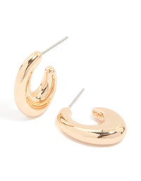 Gold C Shaped Hoop Bubble Hoop Earrings - link has visual effect only