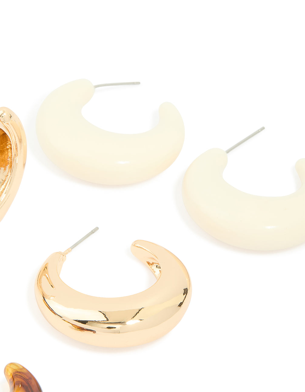 Gold & Acrylic Hoop Earrings 3-Pack